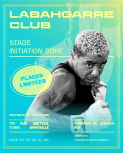 Affiche de cours de boxe proposé par le boxeur français Maho Bah-Villemagne à marseille, le 30 Janvier 2026
